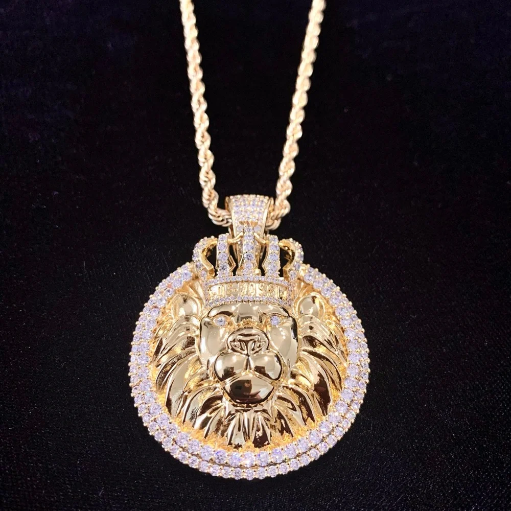 DE ROSSI LION KING LAB DIAMONDS 18K GOLD NEW CHAIN NECKLACE MADE IN ITALY!!